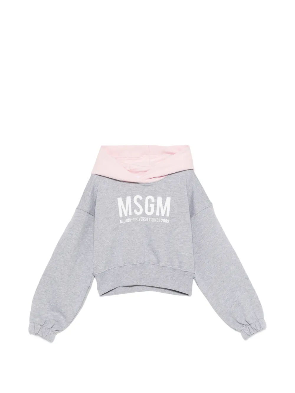 MSGM Kids logo-detail hoodie - Grigio