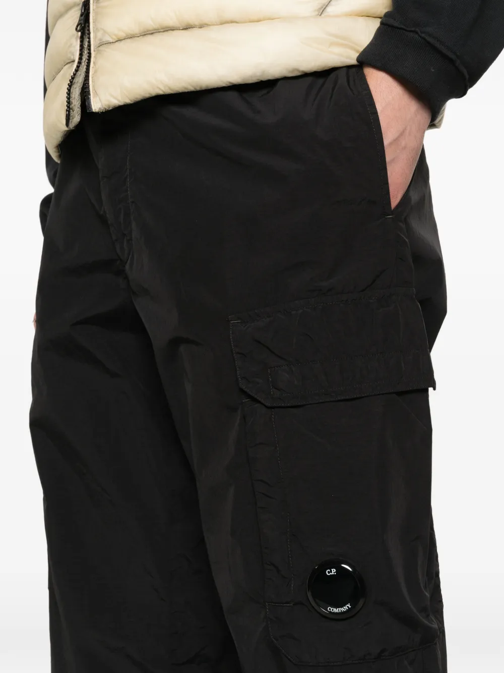 C.P. Company Flatt nylon ruimvallende cargo broek Zwart