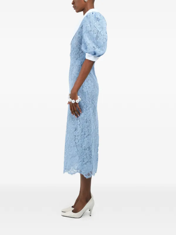 polo collar midi dress Rowen Rose Lace Polo-collar Midi Dress