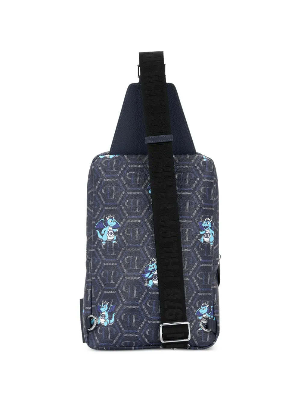 Philipp Plein Schoudertas met monogramprint en drakenpatroon Blauw