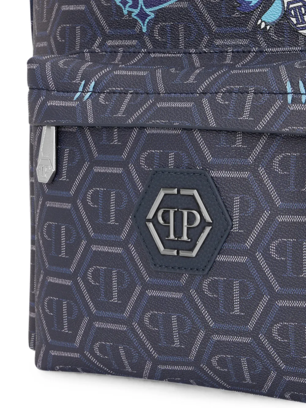 Philipp Plein Space Dragons rugzak met monogram Blauw