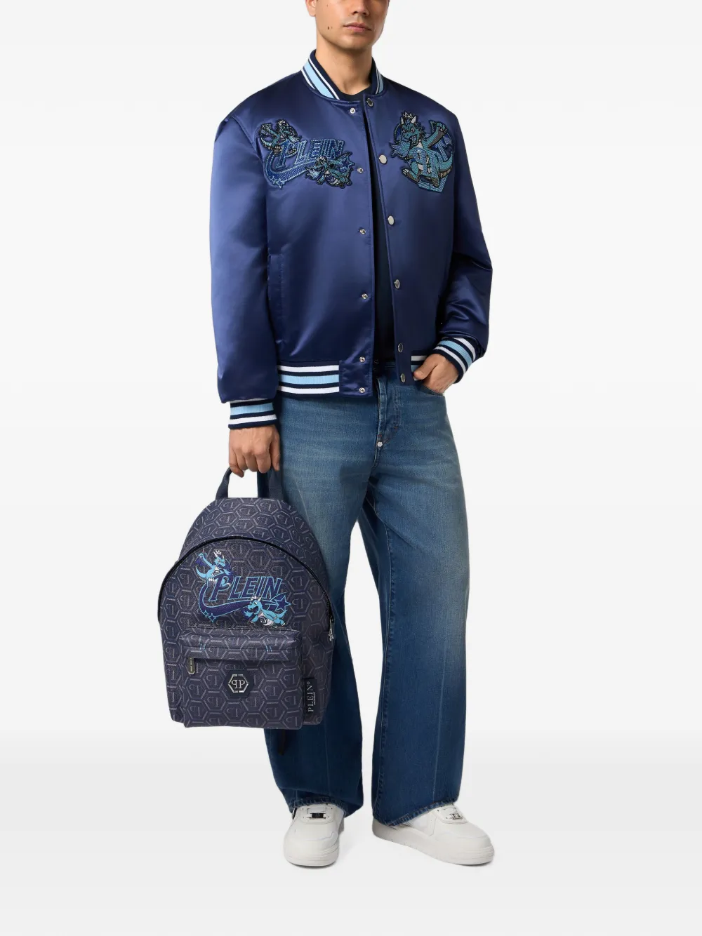 Philipp Plein Space Dragons rugzak met monogram Blauw