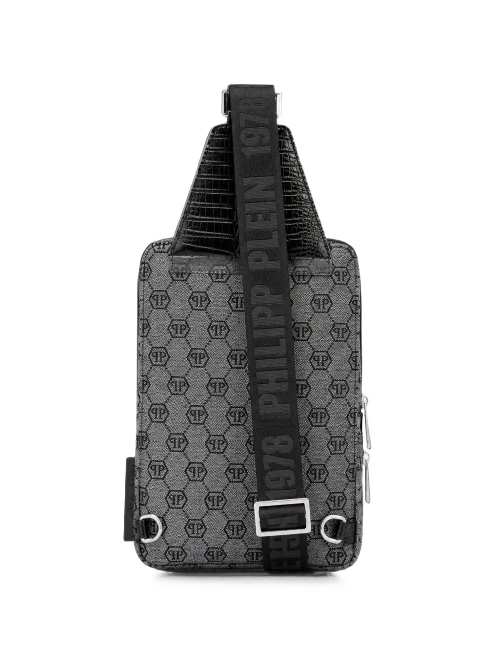 Philipp Plein Denim crossbodytas met monogram-jacquard Grijs