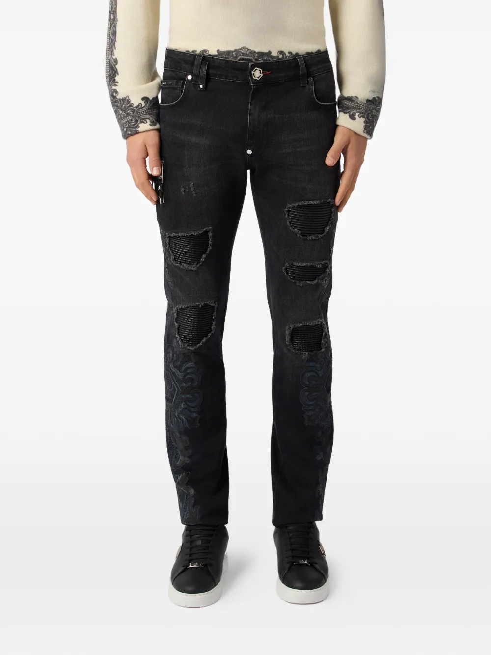 Philipp Plein Baroque skinny jeans Zwart