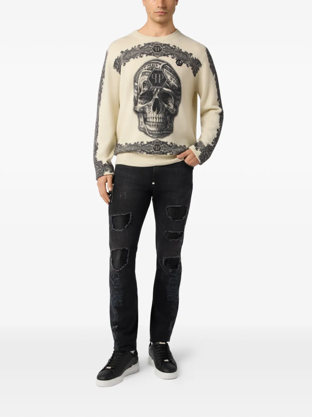 Philipp Plein Baroque skinny jeans Zwart
