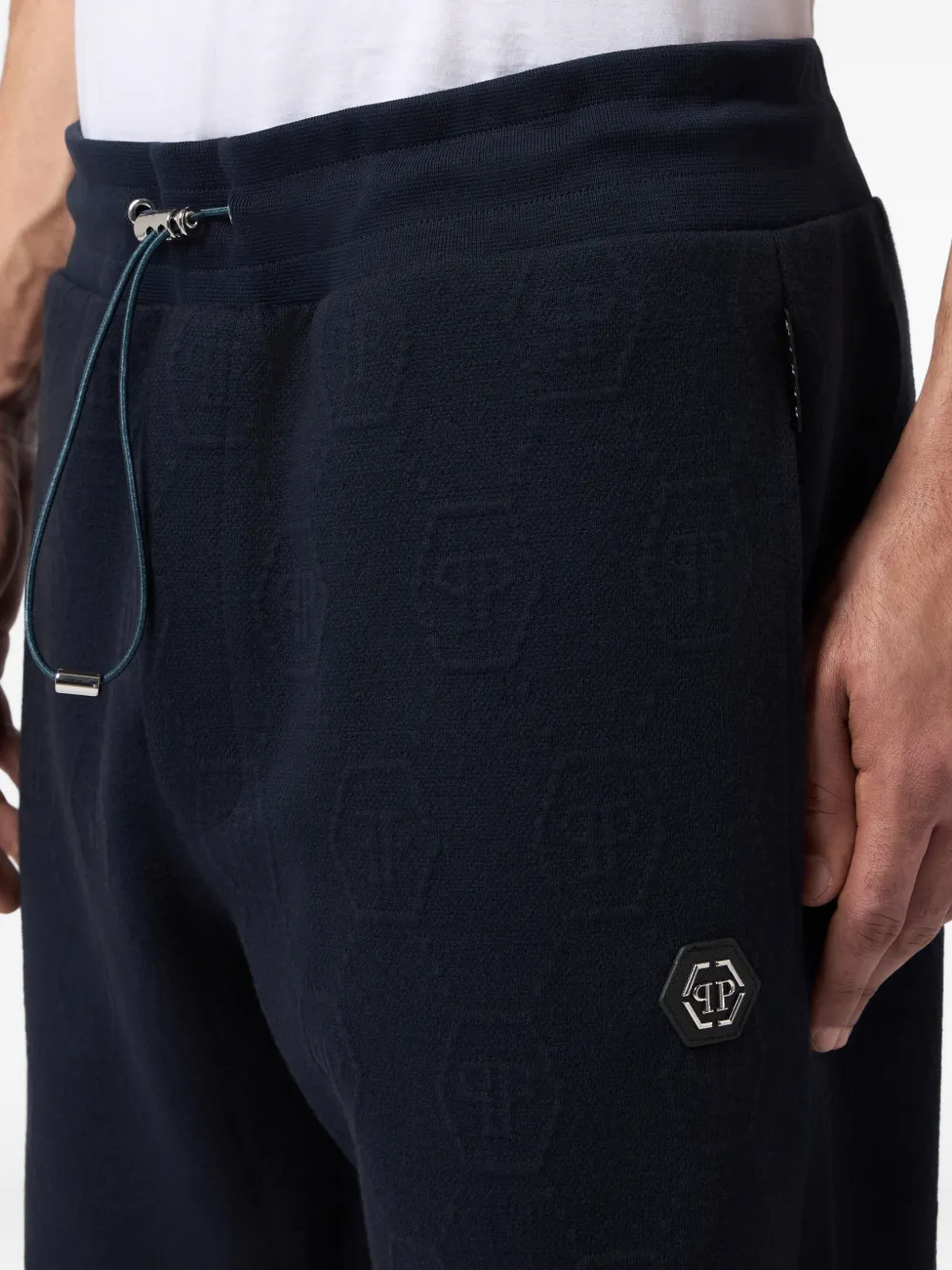Philipp Plein Trainingsbroek met jacquard Blauw