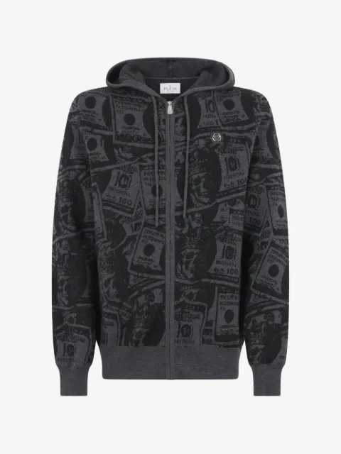 Philipp Plein dollar-print knitted hoodie