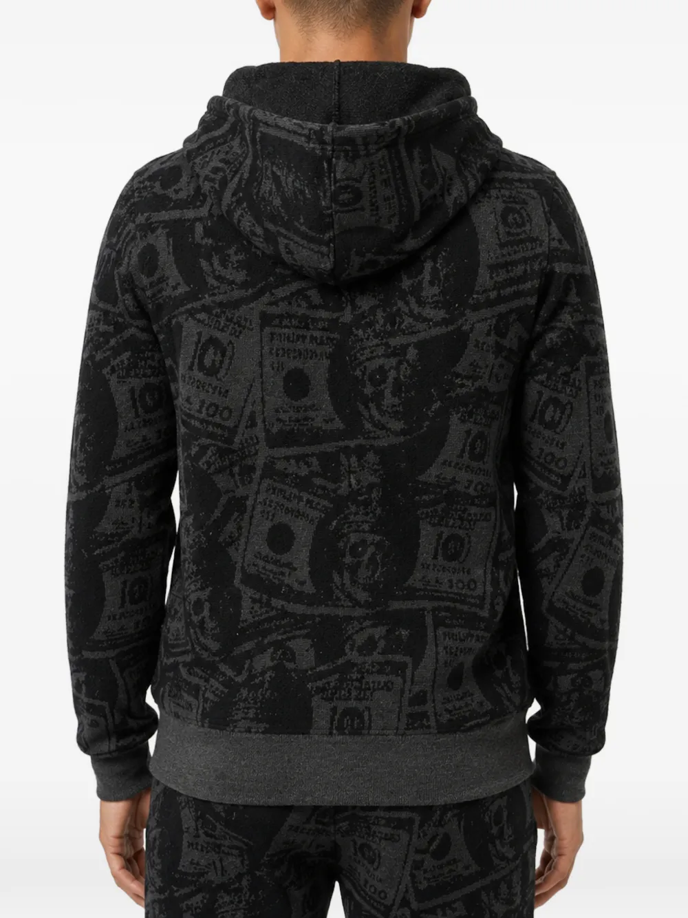 Philipp Plein Gebreide hoodie met dollarprint Grijs
