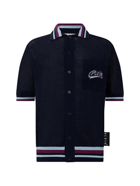 Philipp Plein logo-patch knitted polo shirt
