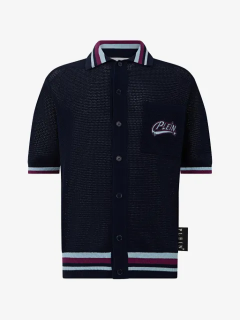 Philipp Plein logo-patch knitted polo shirt