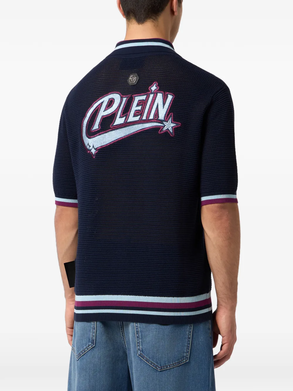 Philipp Plein Poloshirt met logopatch Blauw