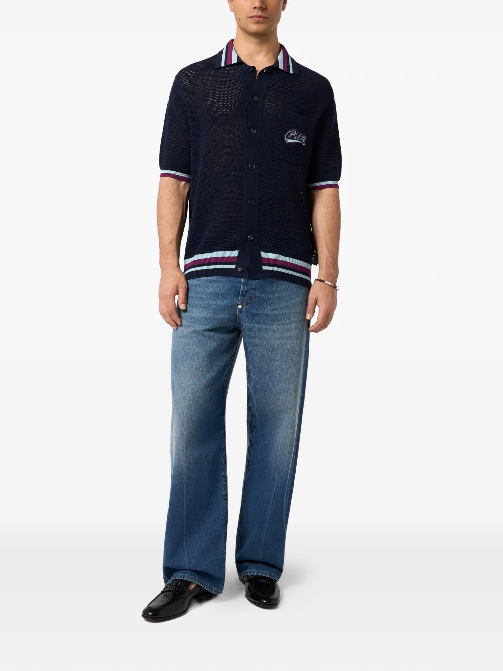 Philipp Plein Poloshirt met logopatch Blauw