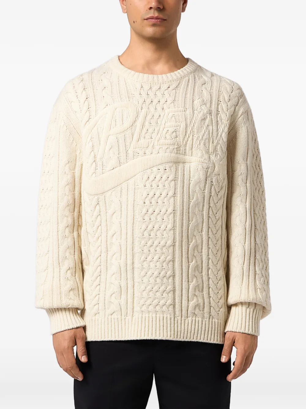 Philipp Plein Star kabelgebreide trui Beige
