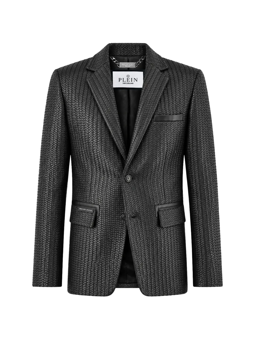 Philipp Plein weaved leather blazer - Black