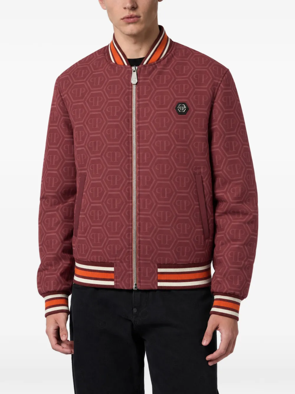 Philipp Plein Bomberjack met monogramprint Rood