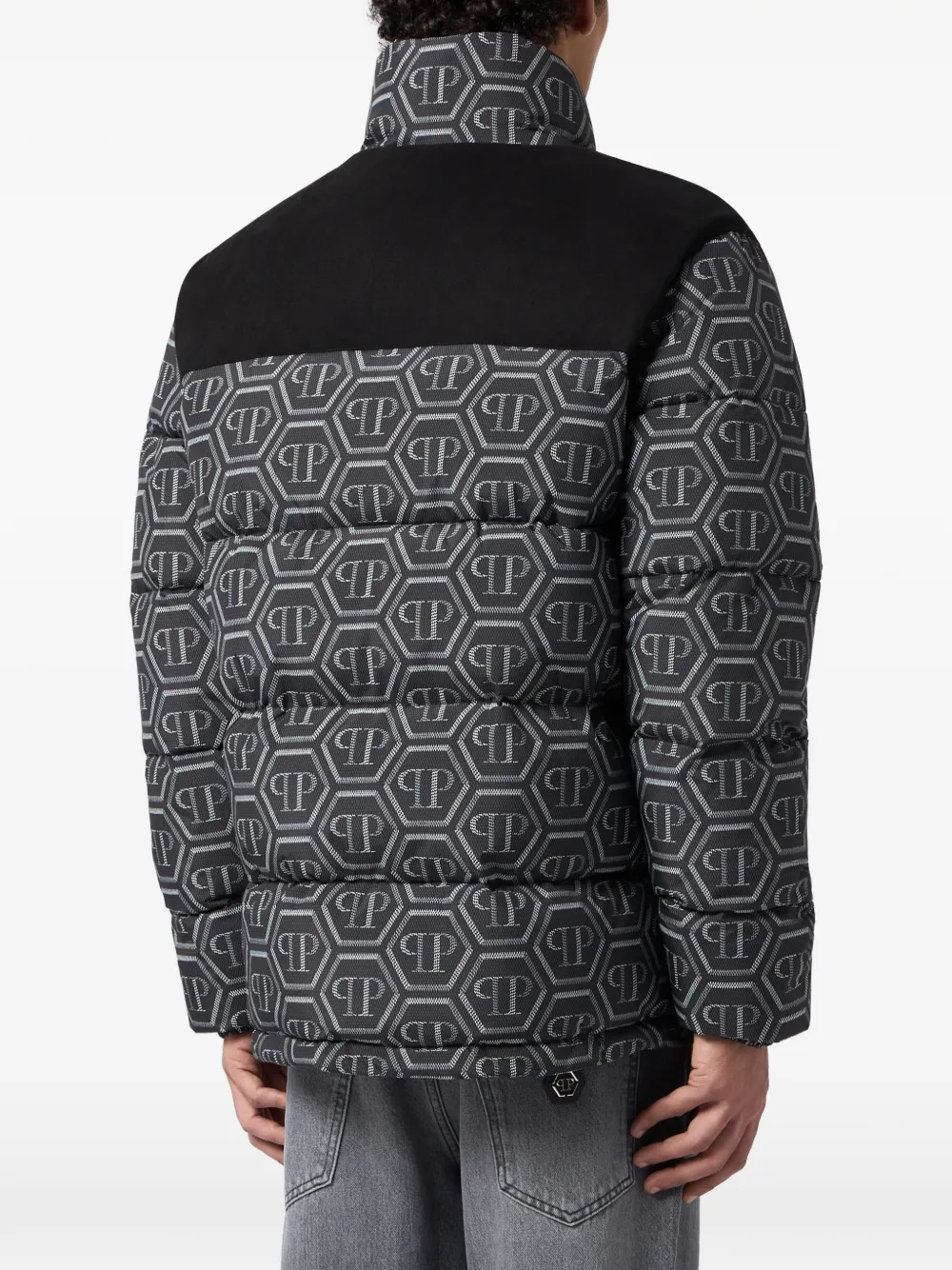 Philipp Plein Donsjack met monogramprint Zwart