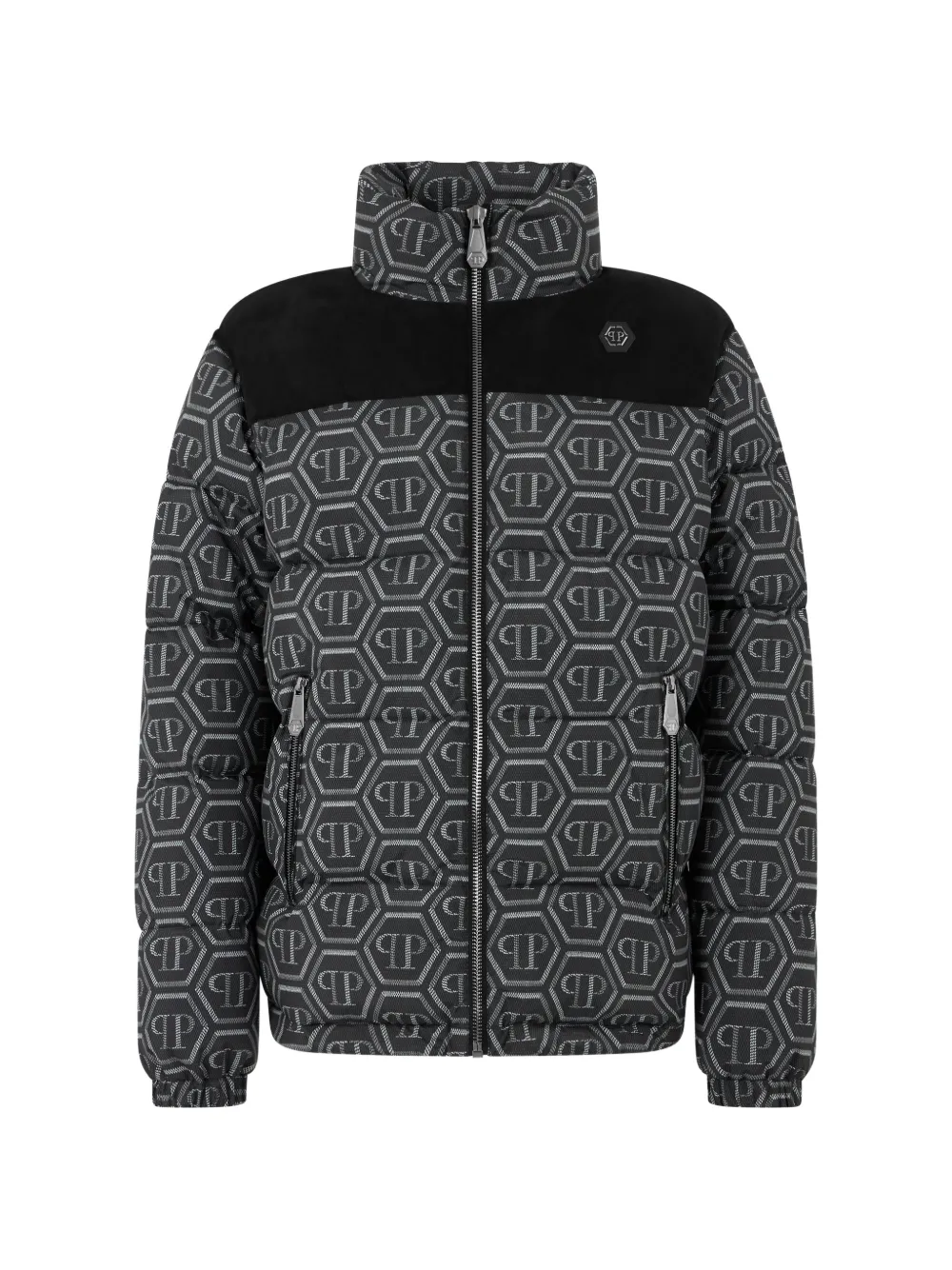 Philipp Plein Donsjack met monogramprint Zwart