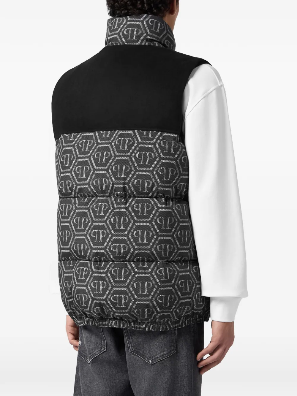 Philipp Plein Bodywarmer met monogramprint Zwart