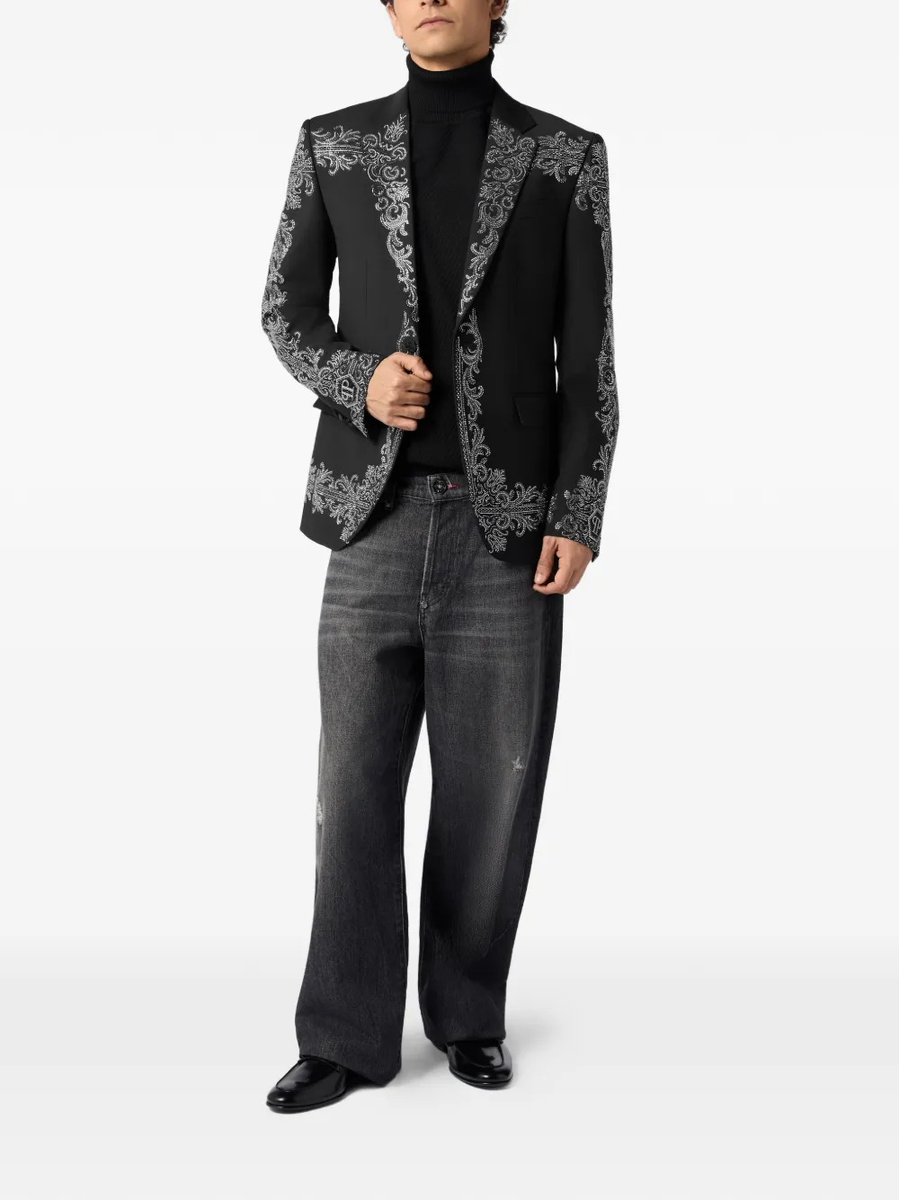 Philipp Plein Baroque blazer verfraaid met stras Zwart