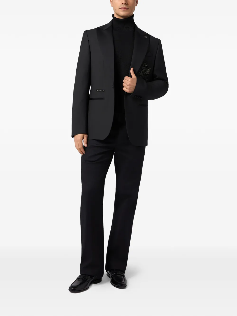 Philipp Plein Dragon blazer met kralen Zwart