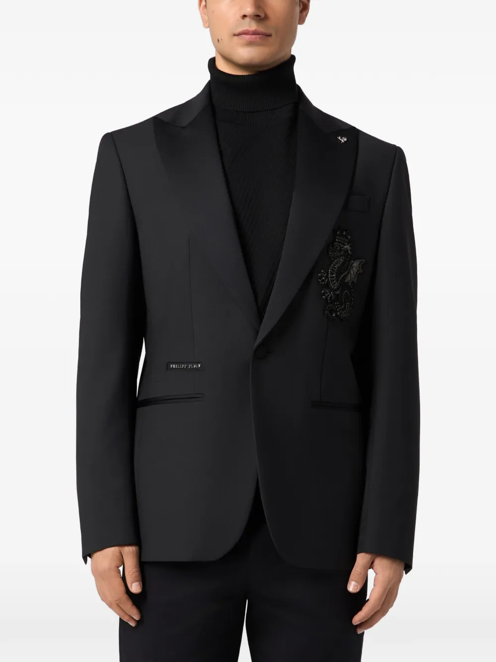 Philipp Plein Dragon blazer met kralen Zwart
