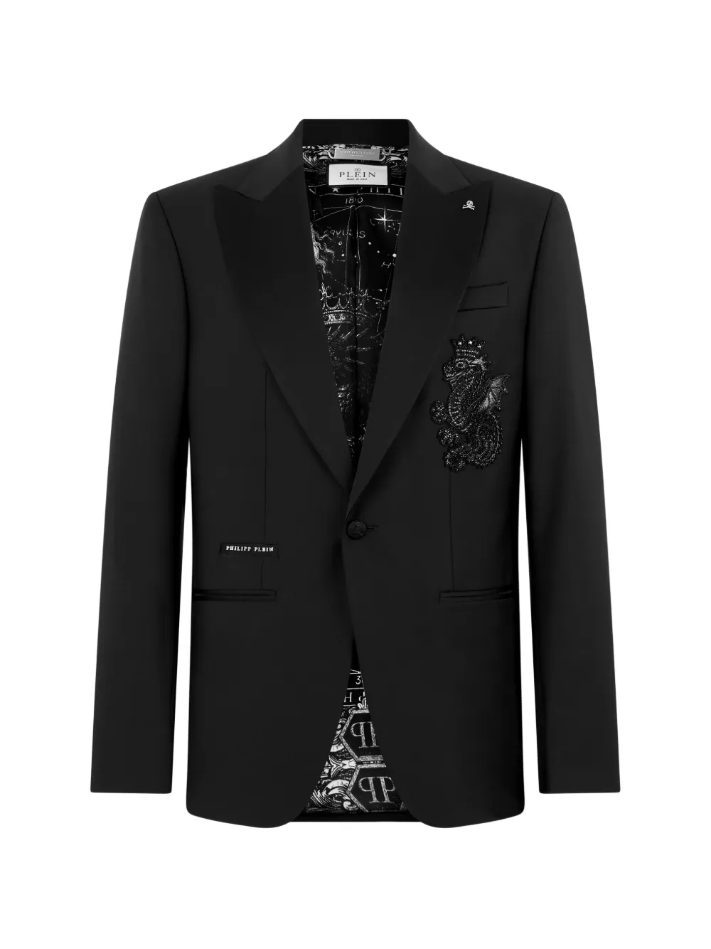 Philipp Plein Blazer Dragon con decorazione - Nero