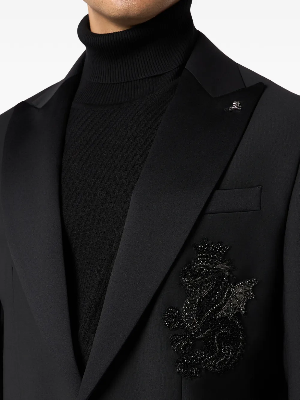 Philipp Plein Dragon blazer met kralen Zwart