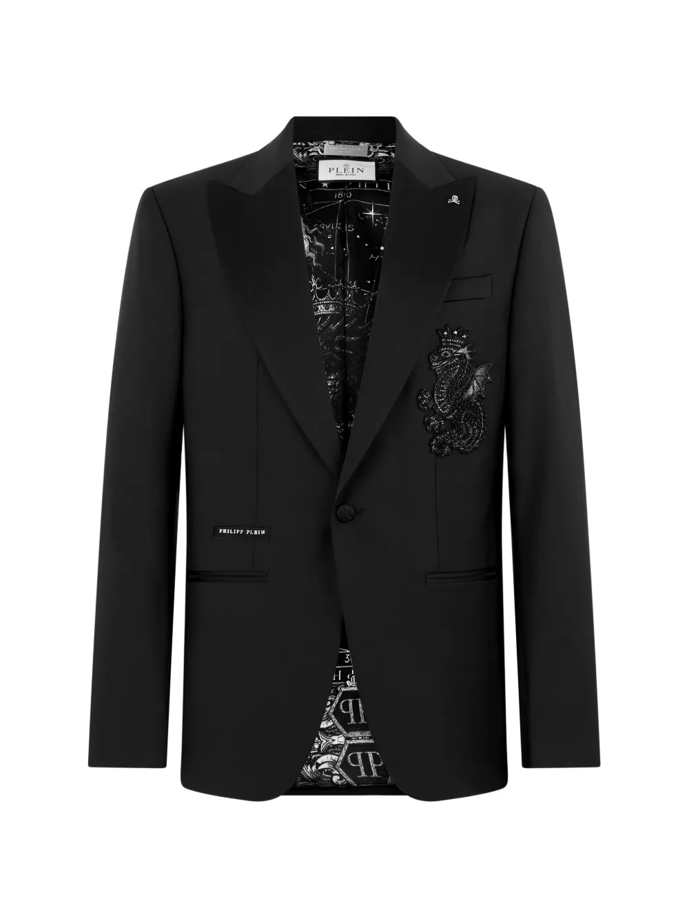 Philipp Plein Blazer Dragon con decorazione - Nero