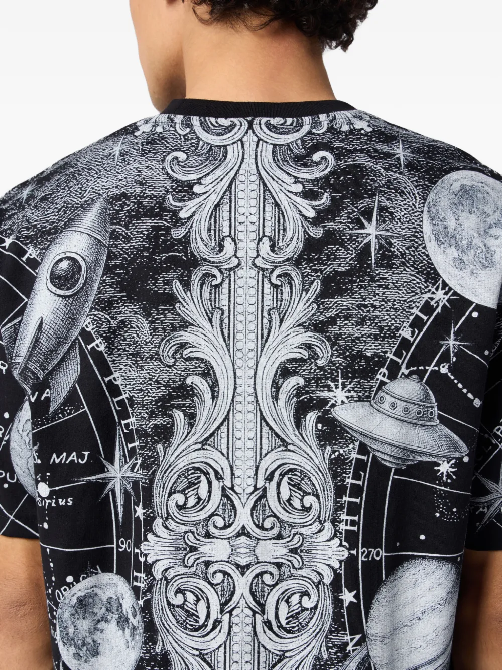Philipp Plein T-shirt met sterrenbeeld-print en ronde hals Zwart