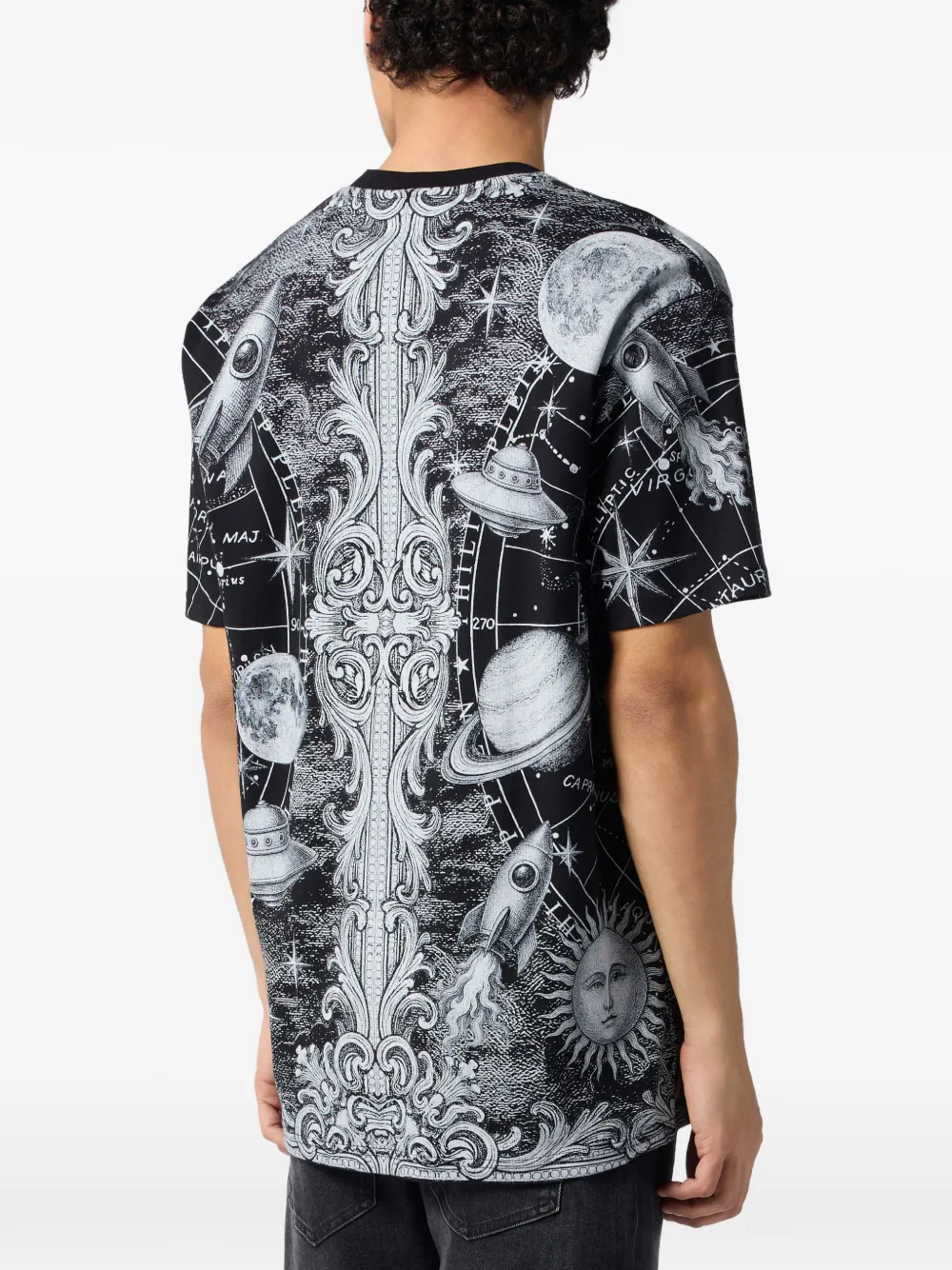 Philipp Plein T-shirt met sterrenbeeld-print en ronde hals Zwart