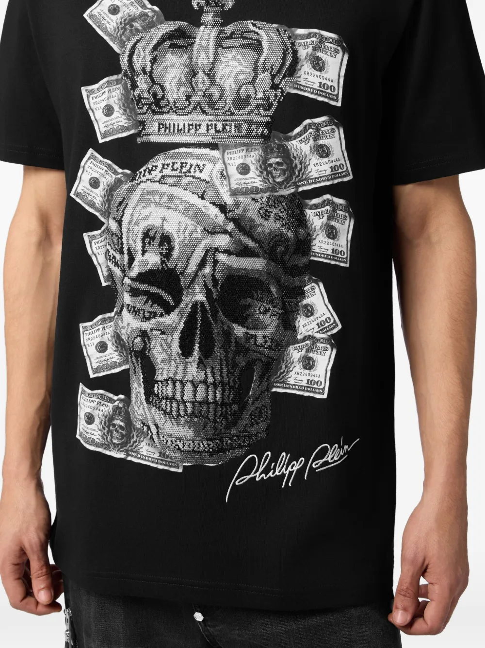 Philipp Plein T-shirt verfraaid met doodskop Zwart