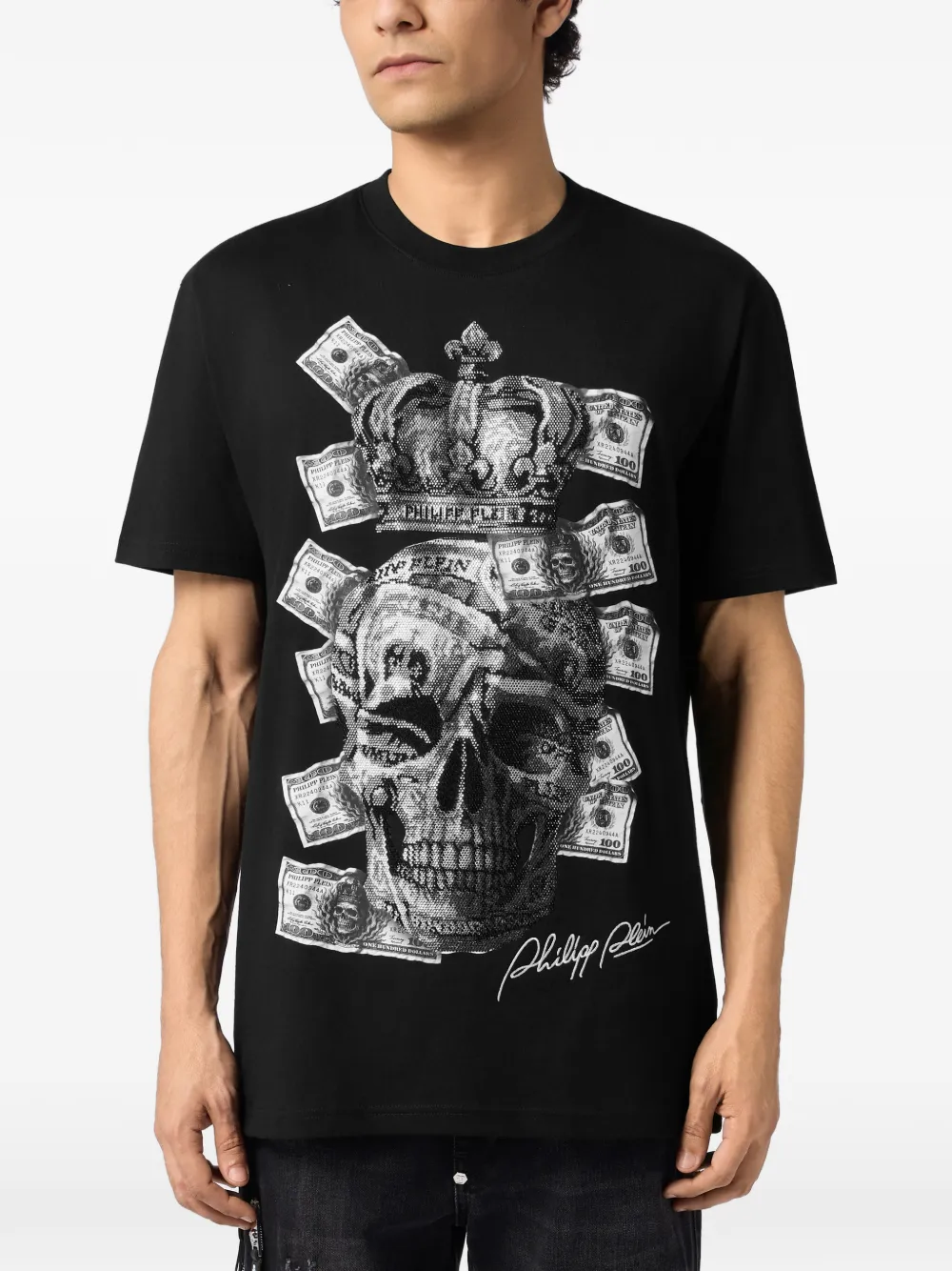 Philipp Plein T-shirt verfraaid met doodskop Zwart