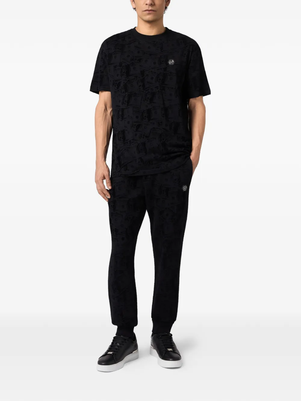 Philipp Plein T-shirt met dollar-print en ronde hals Zwart