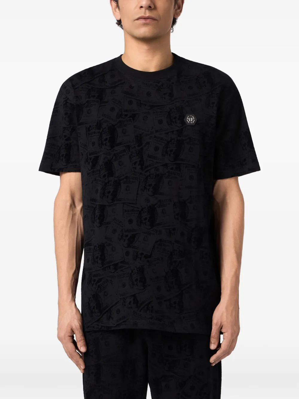Philipp Plein T-shirt met dollar-print en ronde hals Zwart