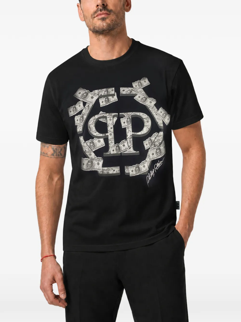 Philipp Plein round neck T-Shirt Dollar Hexagon Zwart