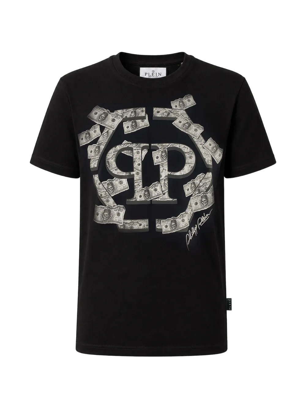 Philipp Plein round neck T-Shirt Dollar Hexagon Zwart
