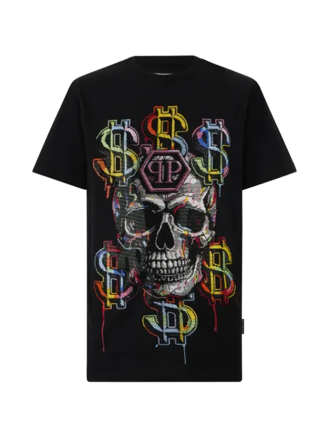 Philipp Plein playera con detalles de cristal y motivo Skull