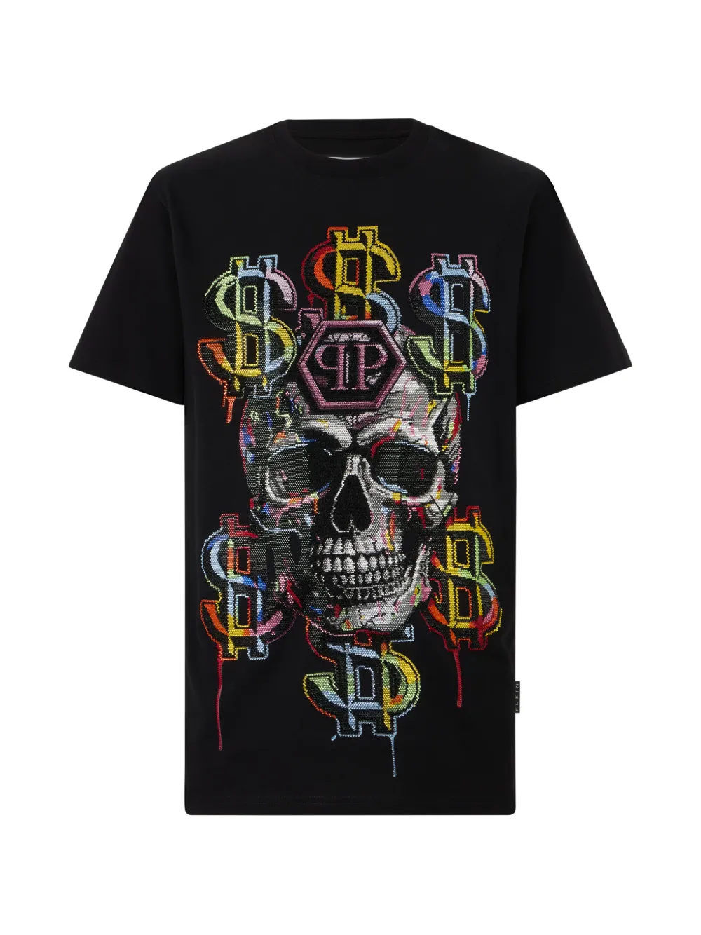 Philipp Plein T-shirt con stampa e cristalli - Nero