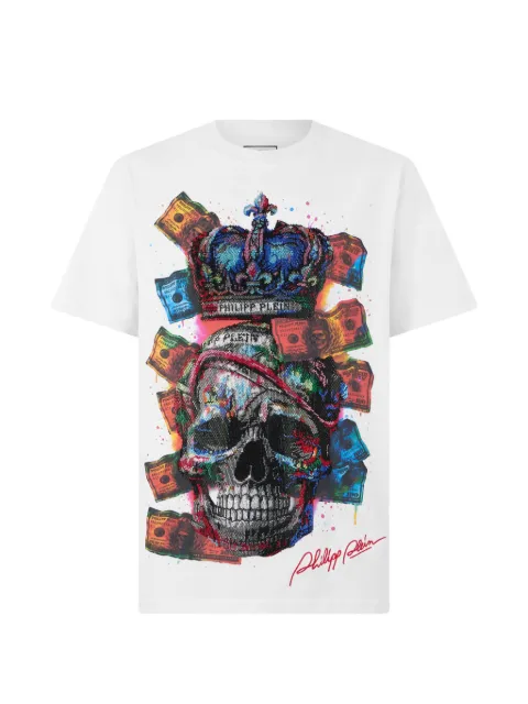 Philipp Plein playera con detalles de cristal y estampado Skull