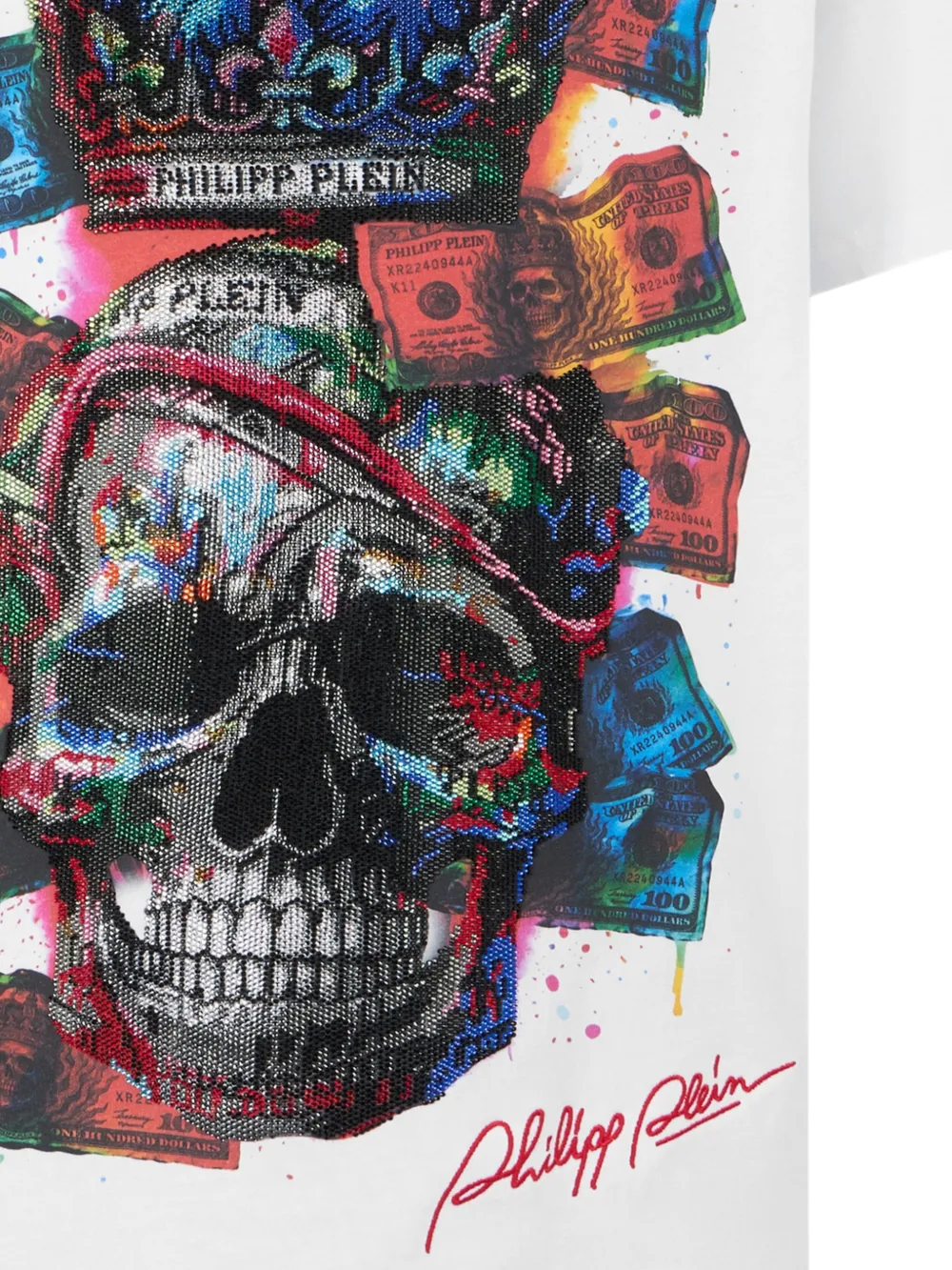 Philipp Plein T-shirten met doodskop en ronde hals Wit