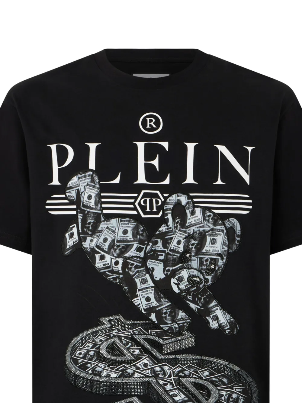 Philipp Plein Teddy Dollar T-shirt verfraaid met kristallen Zwart