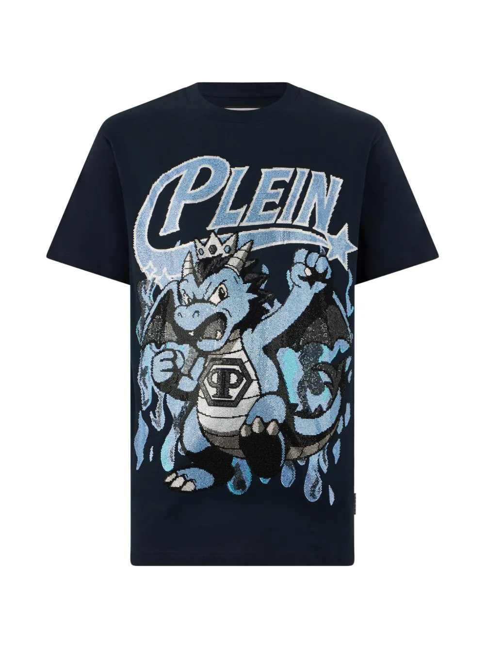 Philipp Plein T-shirt Big Dragon con strass - Blu
