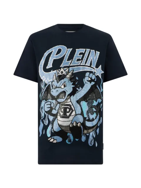 Philipp Plein round neck T-shirt big dragon stones