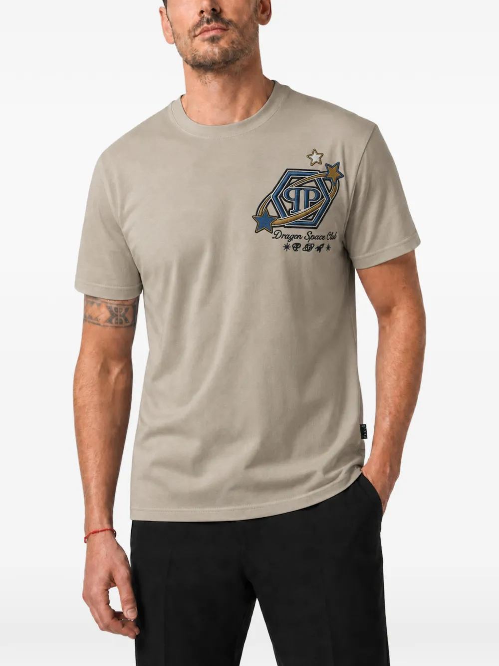 Philipp Plein Space T-shirt met ronde hals Beige