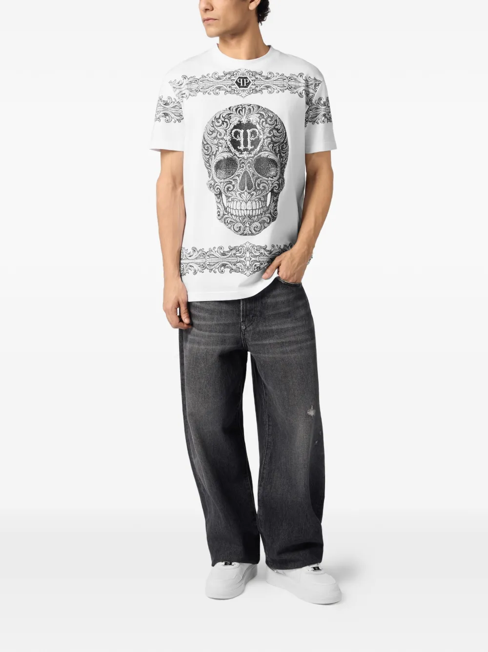 Philipp Plein Baroque Skull T-shirt Wit