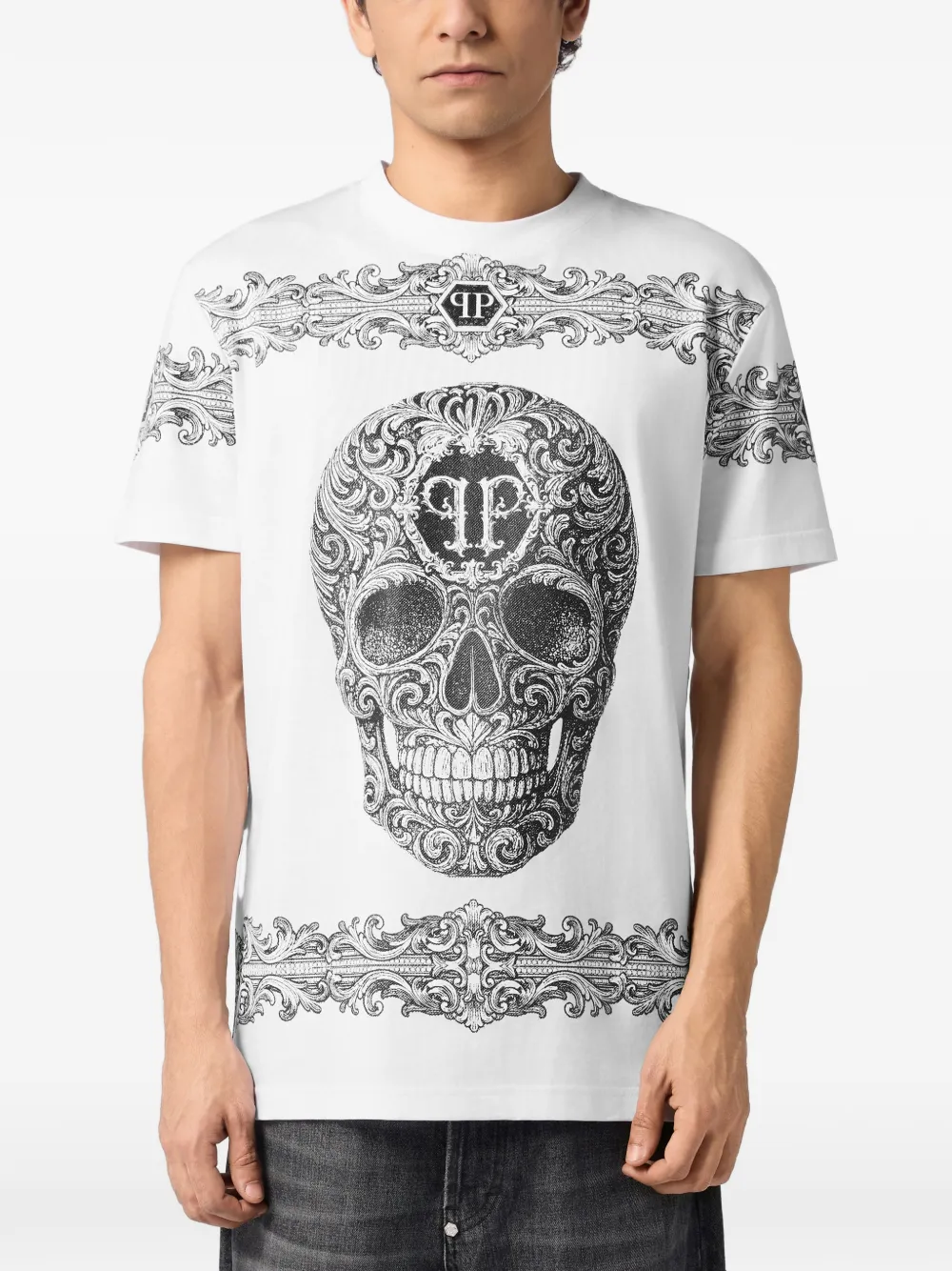 Philipp Plein Baroque Skull T-shirt Wit
