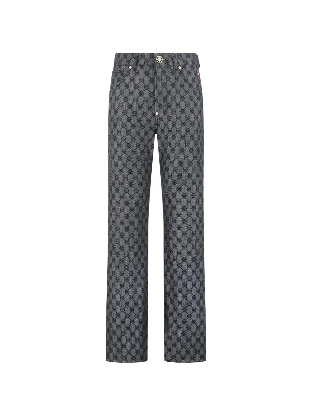 Philipp Plein Jeans dritti con monogramma - Grigio