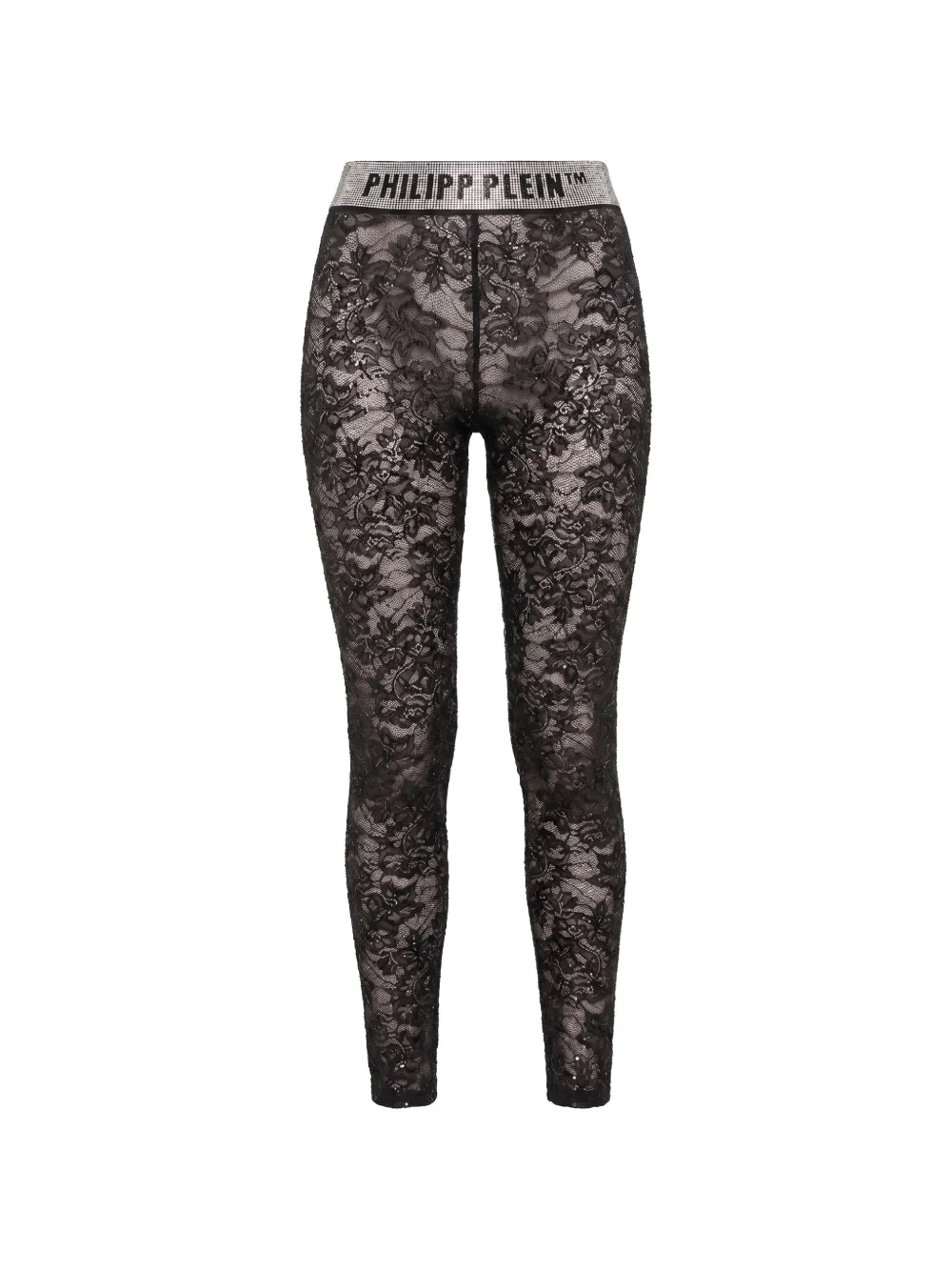 Philipp Plein lace legging monogram strass - Nero