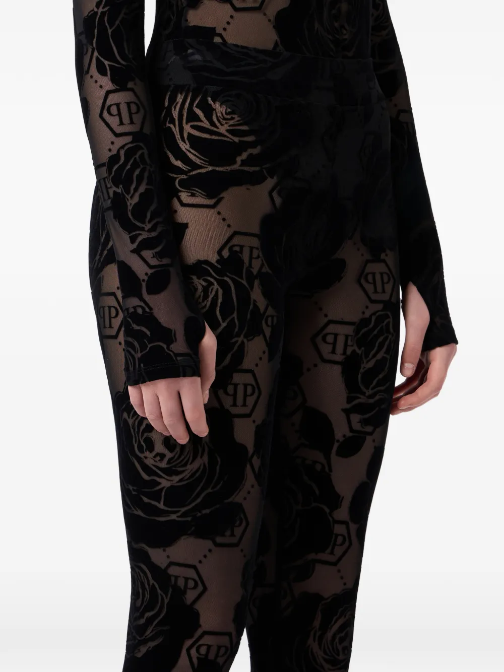 Philipp Plein Flock legging met monogram Zwart