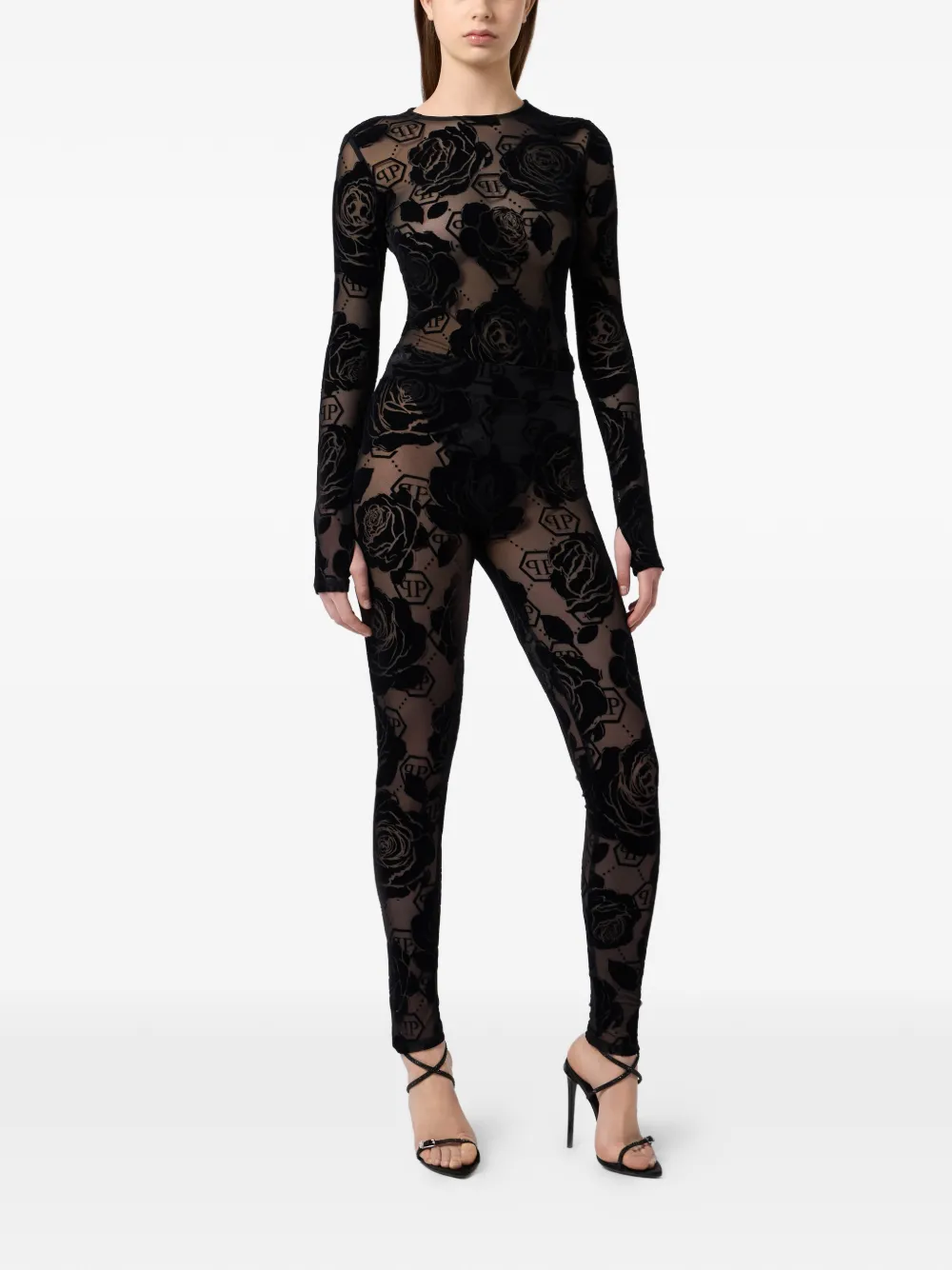 Philipp Plein Flock legging met monogram Zwart